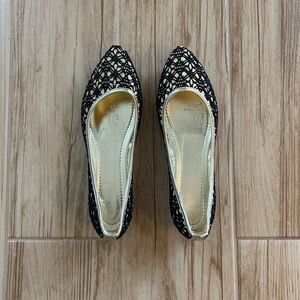 Modern Rush Jesibel gold black studded flats NIB Size 6